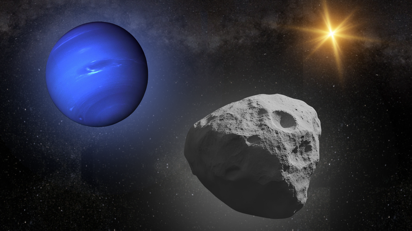 Ann illustration shows a transneptunian object dancing in harmony with Neptune