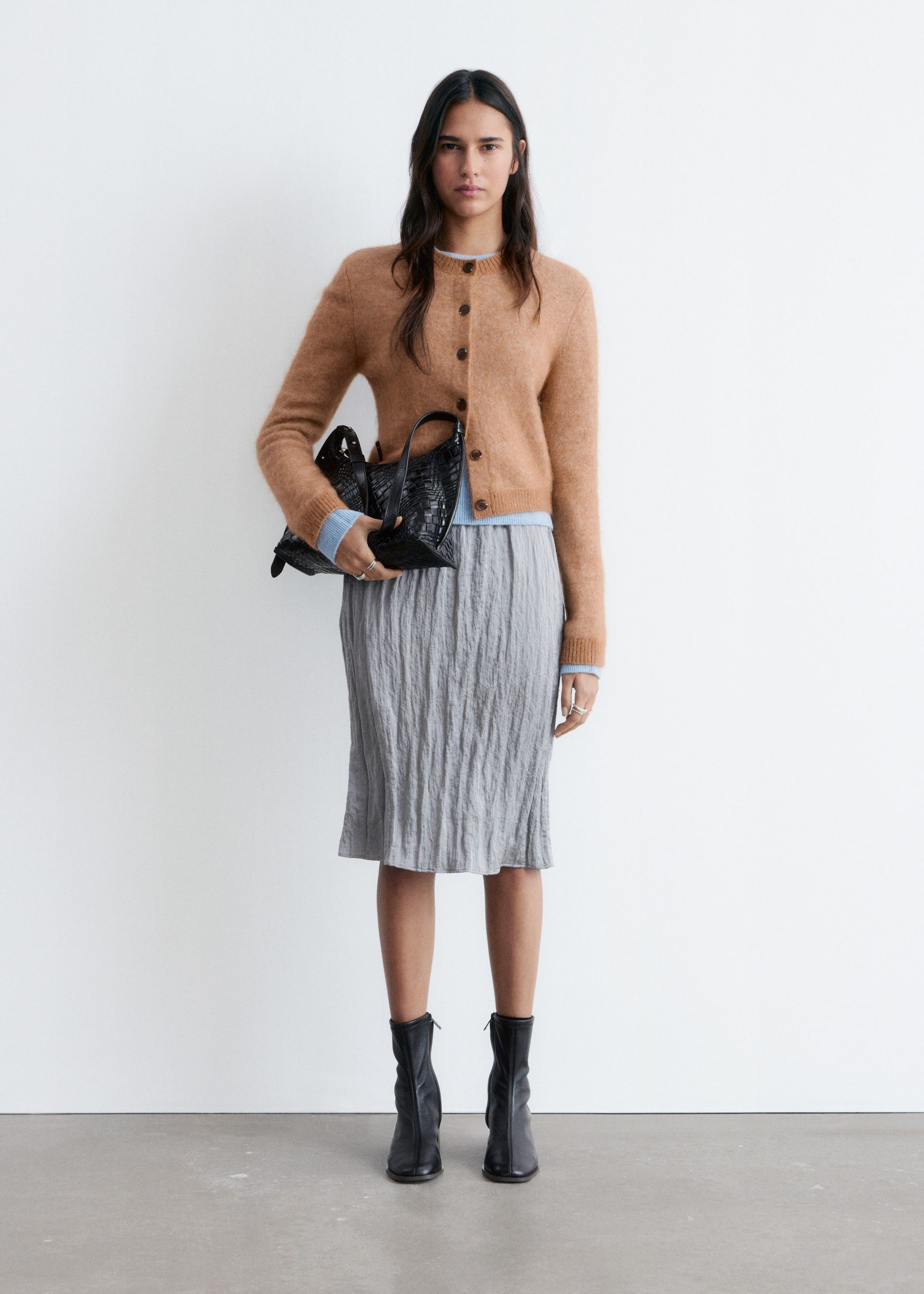 Mohair-Blend Brushed Cardigan