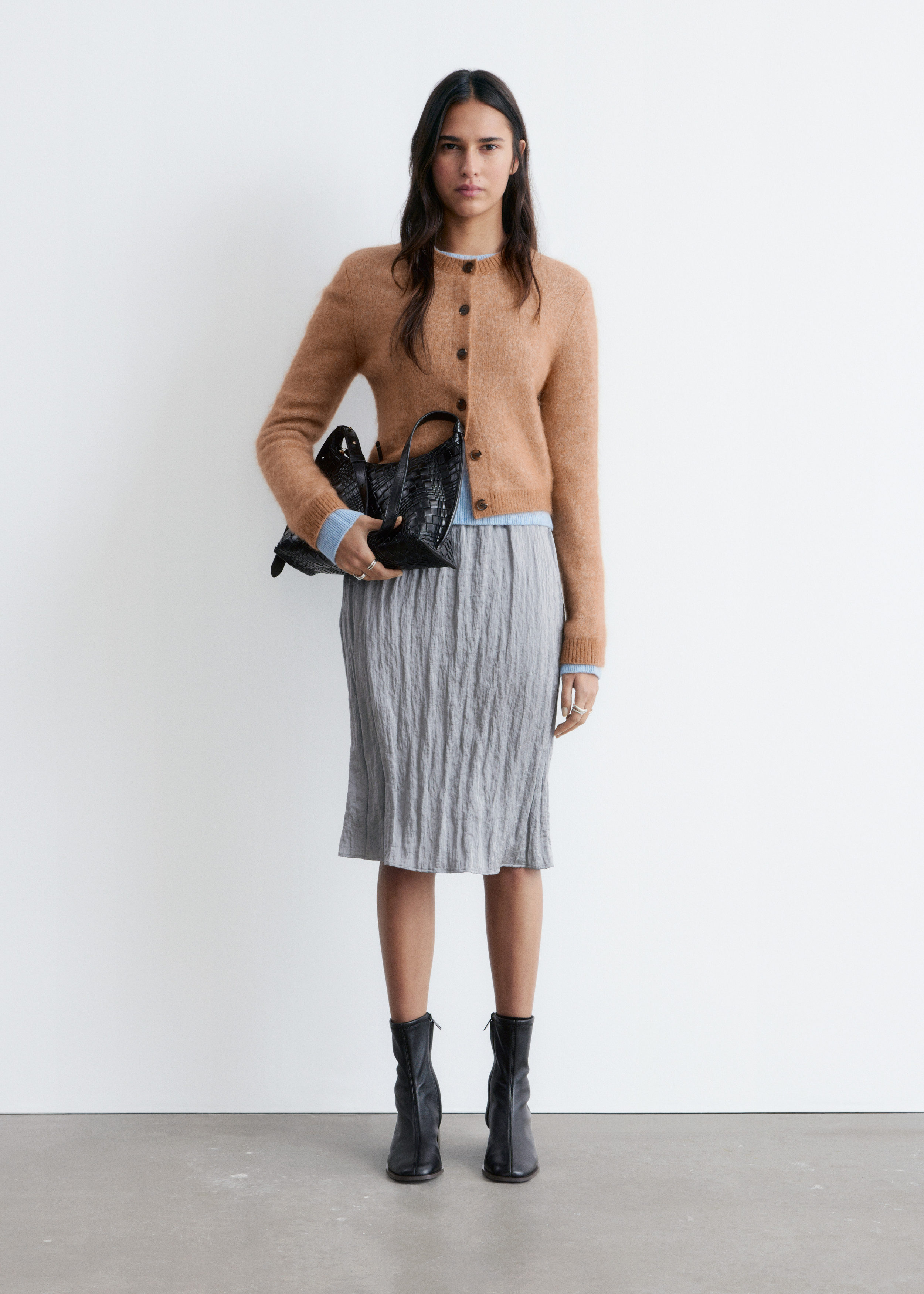 Mohair-Blend Brushed Cardigan