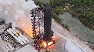 SpaceX conducts a six-engine static fire test with its Flight 15 Starship upper stage on Oct. 27, 2026.