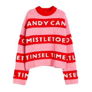 H&M Oversized jacquard-knit jumper H&M red and white stripe christmas jumper