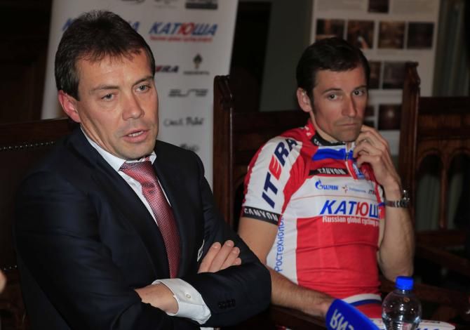 Katusha manager Viatcheslav Ekimov with Denis Menchov.