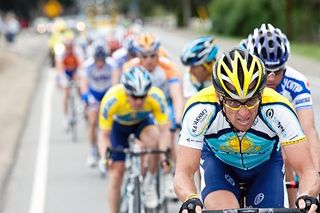 Lance Armstrong (Astana) gets to the front