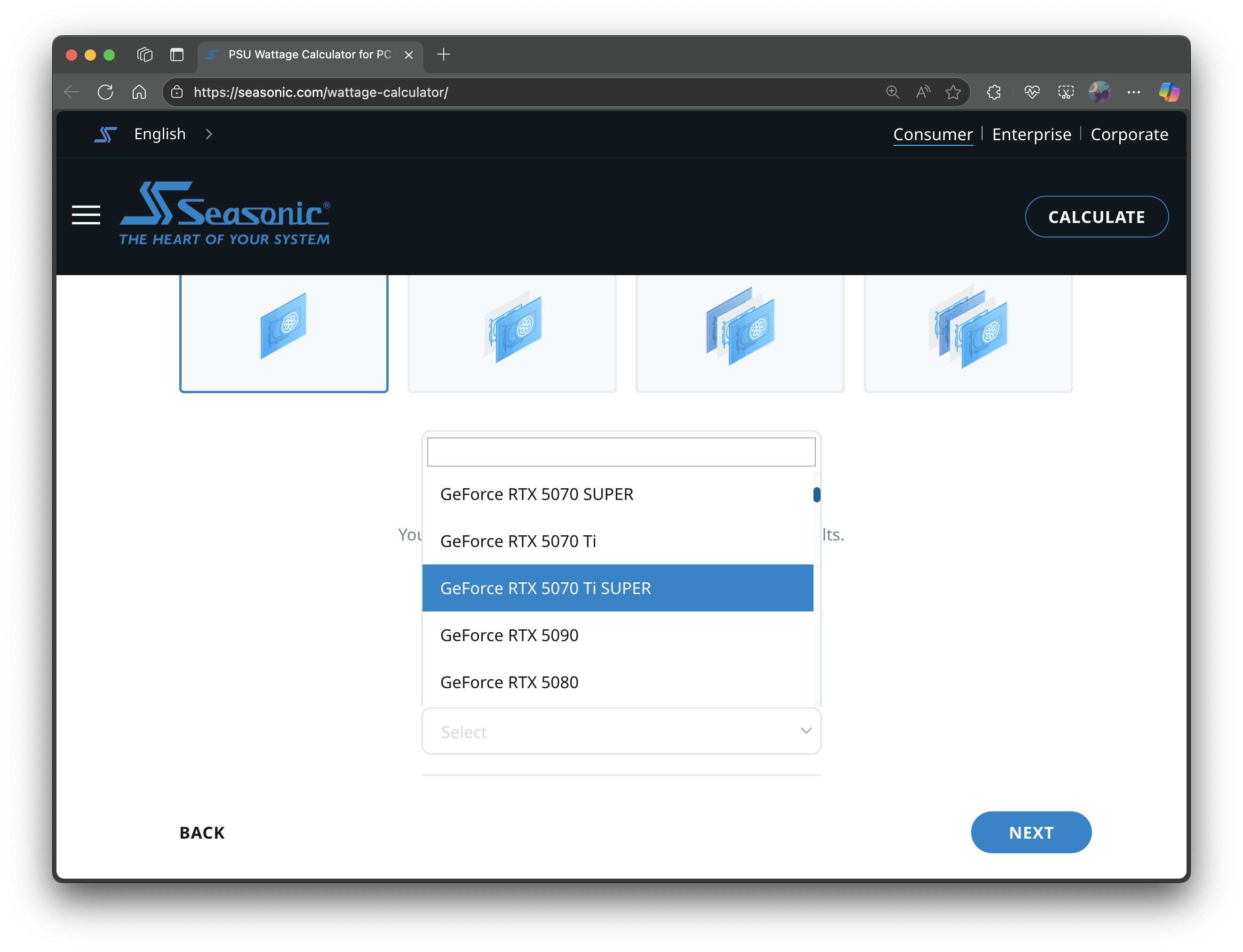 RTX 5070 Super and 5070 Ti Super showing up on Seasonic&#039;s PSU Calculator