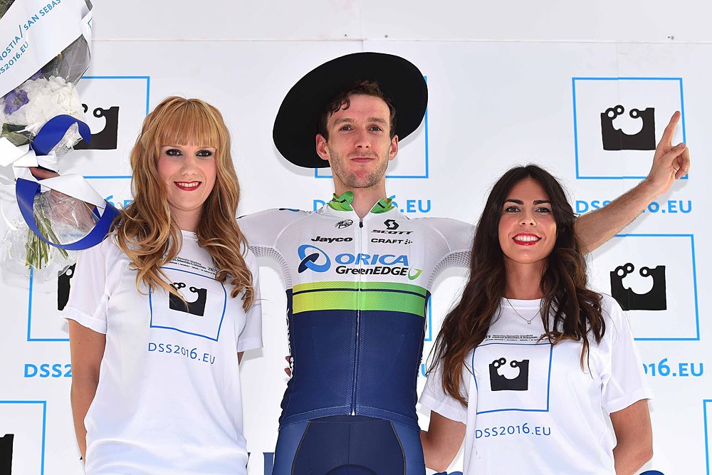 Adam Yates (Orica-GreenEdge) on the podium in San Sebastian