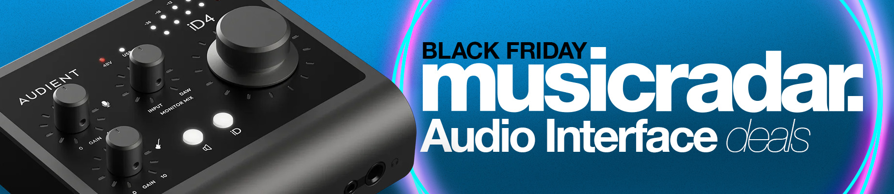 An Audient audio interface on a blue background
