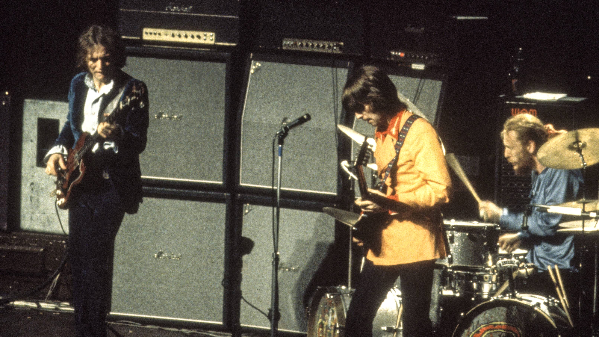 Cream perform a farewell concert at the Royal Albert Hall, NOVEMBER 26, 1968: (from left) Jack Bruce, Eric Clapton, Ginger Baker