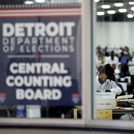 topshot detroit election workers work on counting absentee ballots for the 2020 general election at tcf center on november 4, 2020 in detroit, michigan president donald trump and democratic challenger joe biden are battling it out for the white house, with polls closed across the united states and the american people waiting for results in key battlegrounds still up for grabs photo by jeff kowalsky afp photo by jeff kowalskyafp via getty images