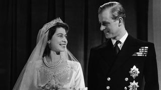 Princess Elizabeth, later Queen Elizabeth II, with her husband Phillip, Duke of Edinburgh, on their wedding day