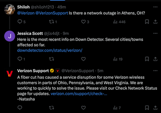 Verizon's X post