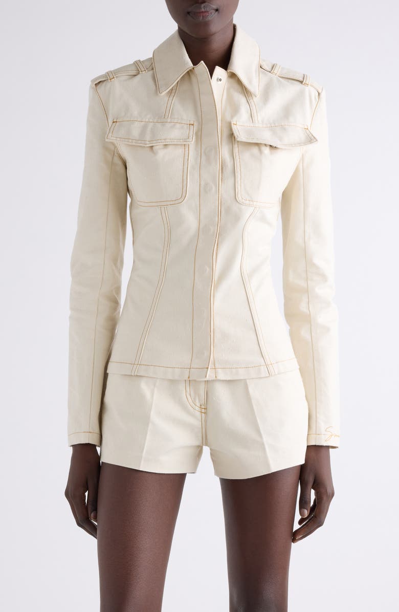 Lace-Up Back Denim Jacket