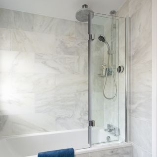 shower and bathtub in the bathroom