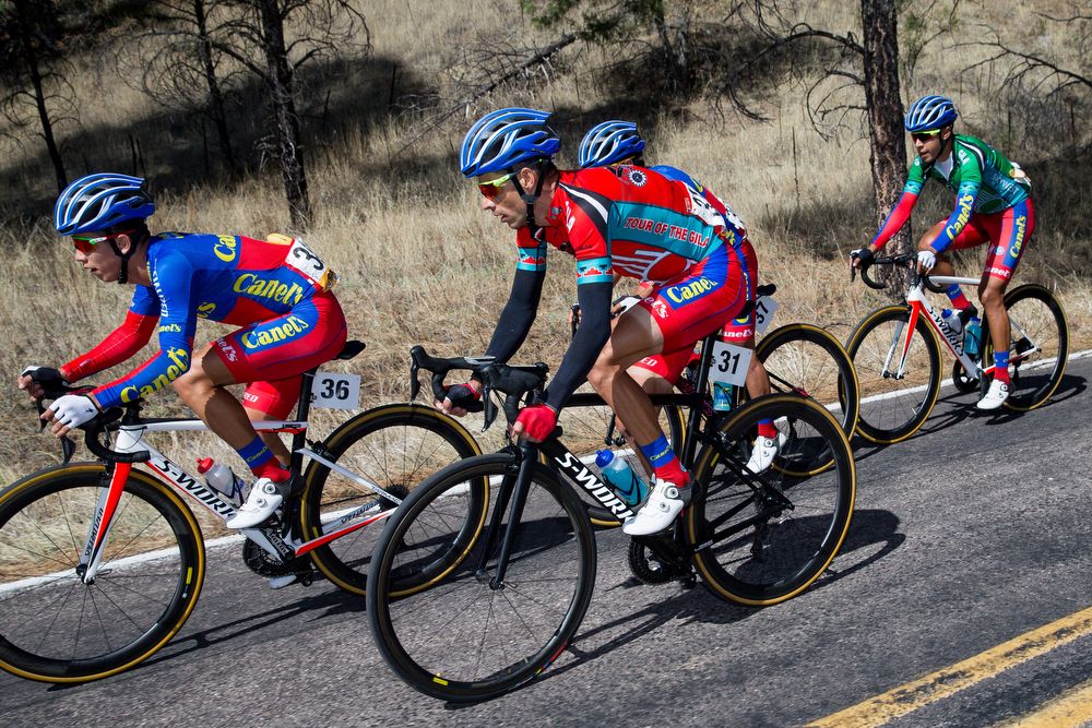 Race leader Oscar Sanchez in the bunch during stage 2 at Tour of the Gila.