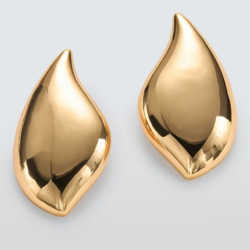 John Lewis , Abstract Curved Statement Earrings, Gold
