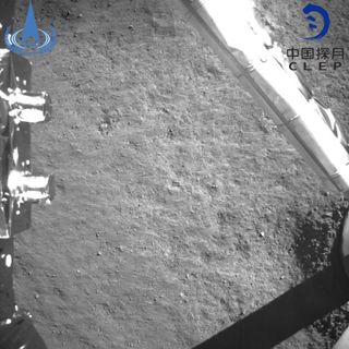 A view of the surface of Von Kármán crater from the Chang'e-4 lander descent camera.