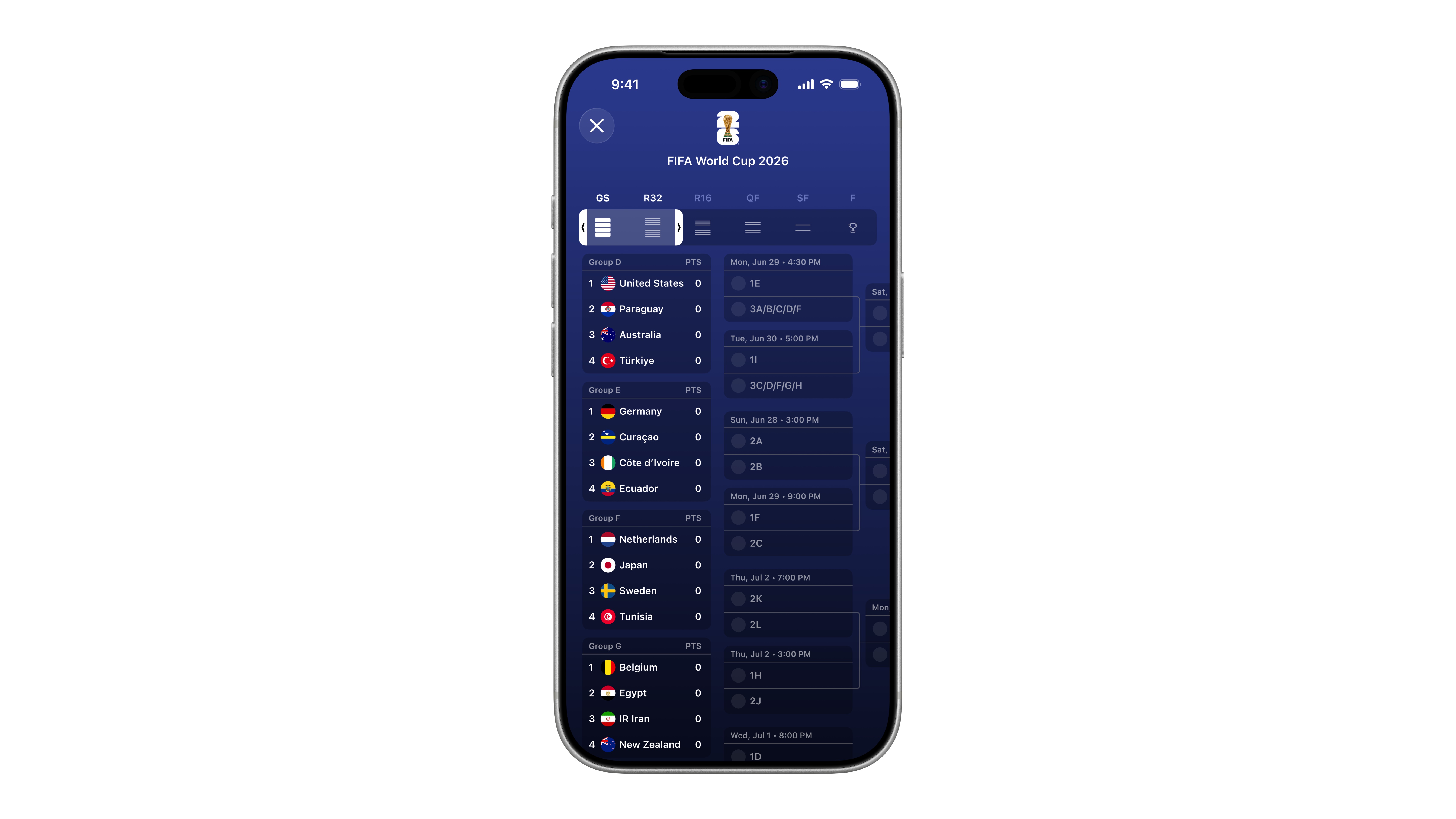 Apple Sports App FIFA உலகக் கோப்பை அடைப்புக்குறிகள்