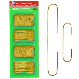 R’nd’s 300 Pack Ornament Hooks Christmas Tree Decorating Hangers- Metal Wire Ornament Hooks for Christmas Tree Decoration Hanging (gold)