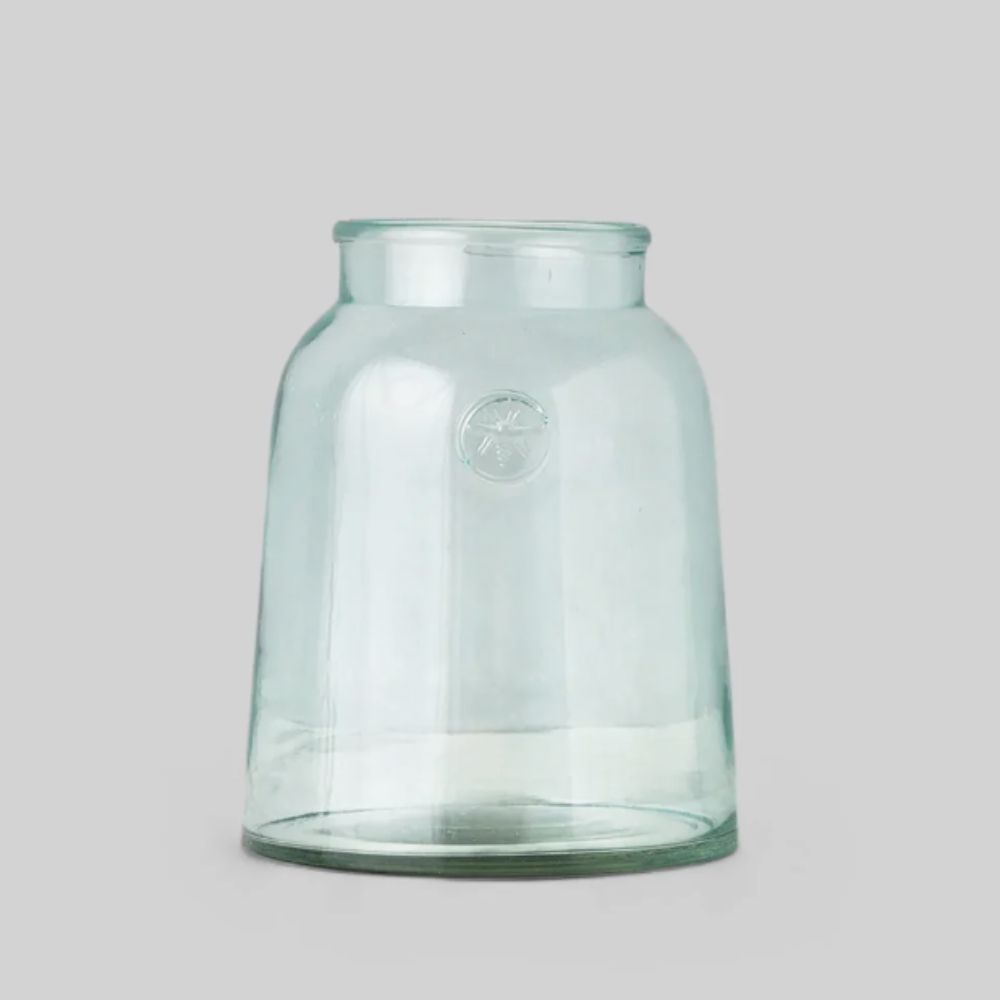 Green recycled glass vase