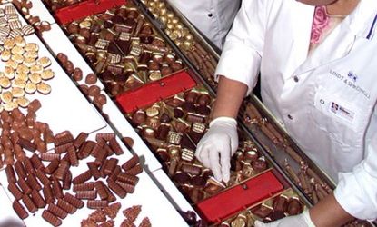 Employees in a Swiss chocolate factory