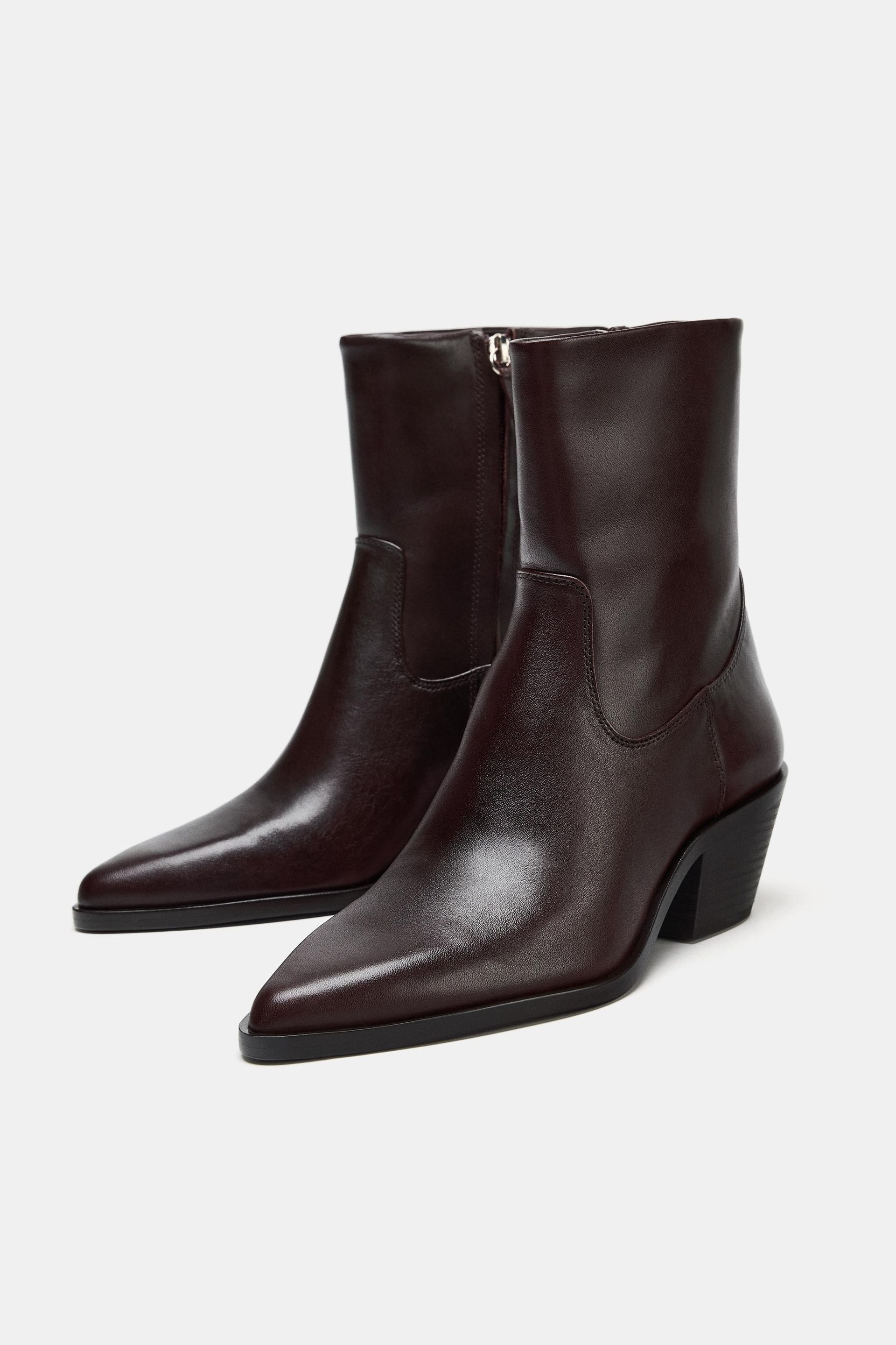 Leather Cowboy Ankle Boots