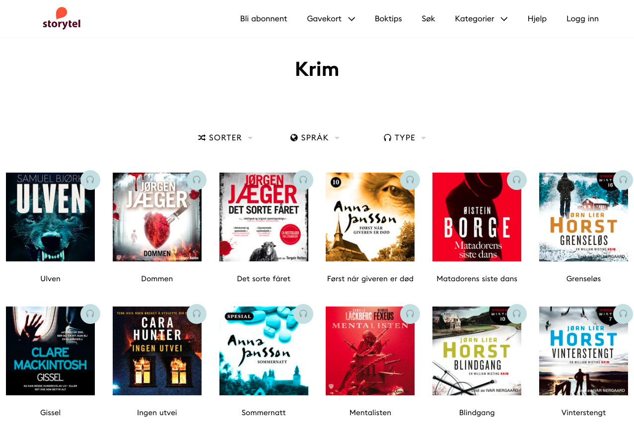 Beste lydbok-app for krim: Utvalgt krim fra Storytel.