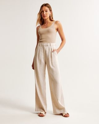 Abercrombie Harper Tailored Linen-Blend Pants