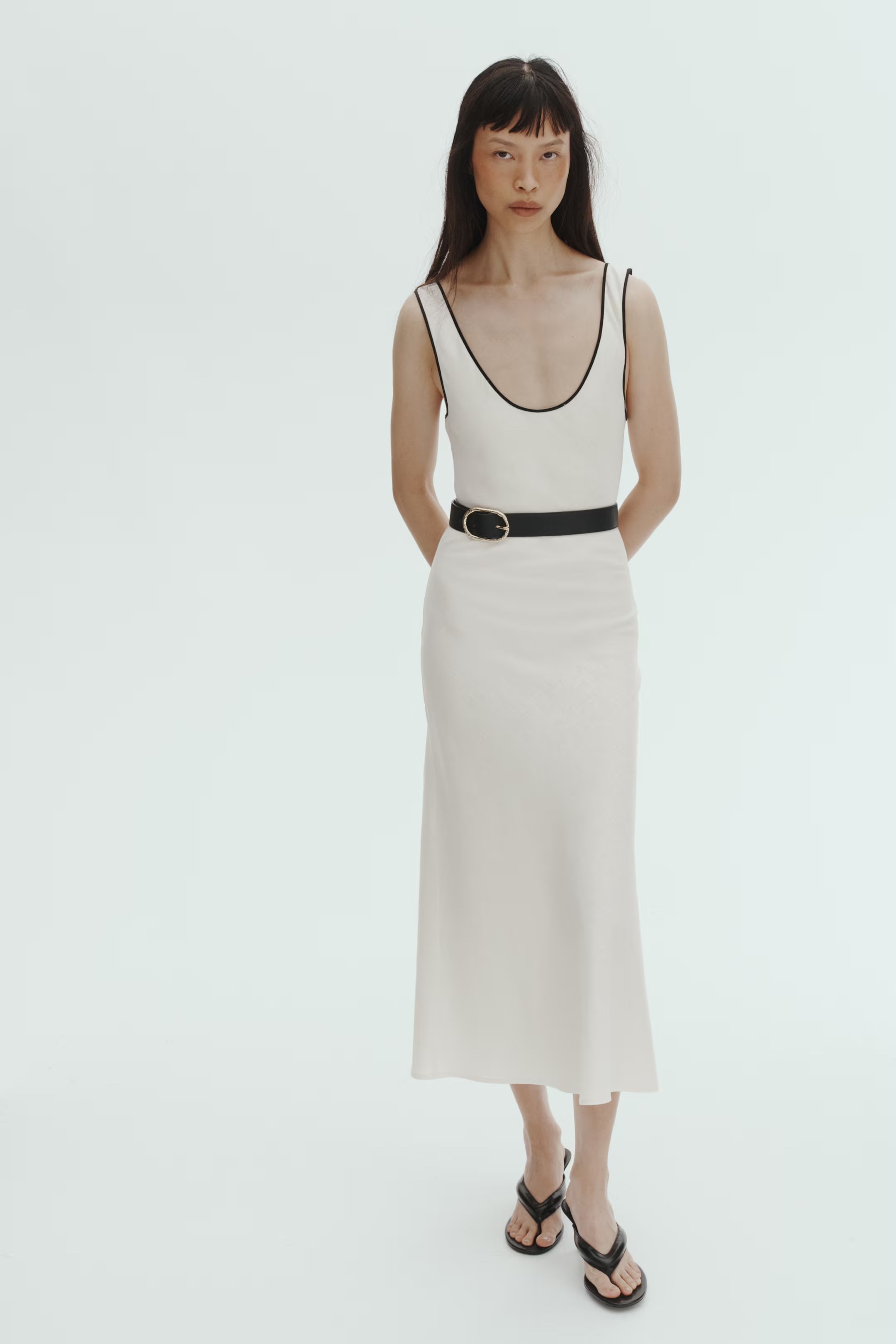 H&amp;M, Linen-Blend Slip Dress