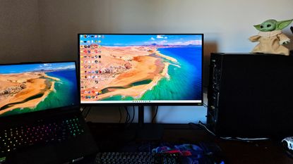 Gigabyte MO32U24 gaming monitor on a desk