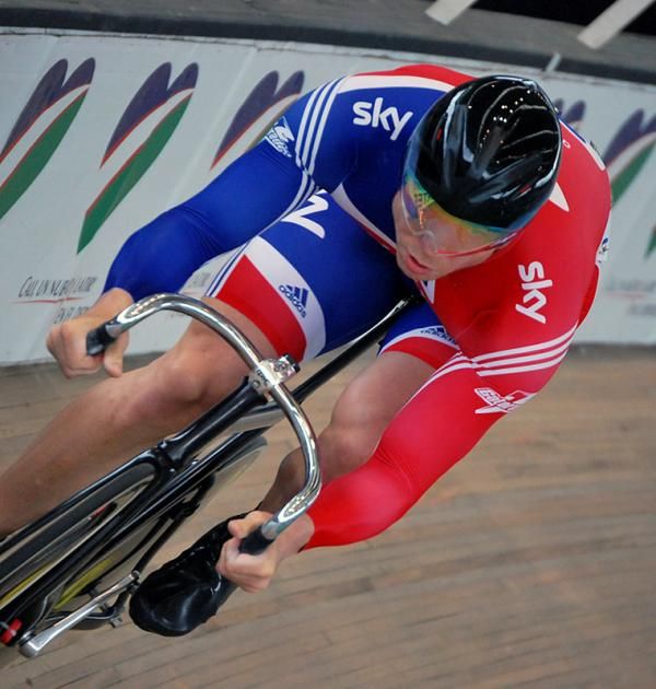 Great Britain's Chris Hoy in action during the men's sprint qualifying round.