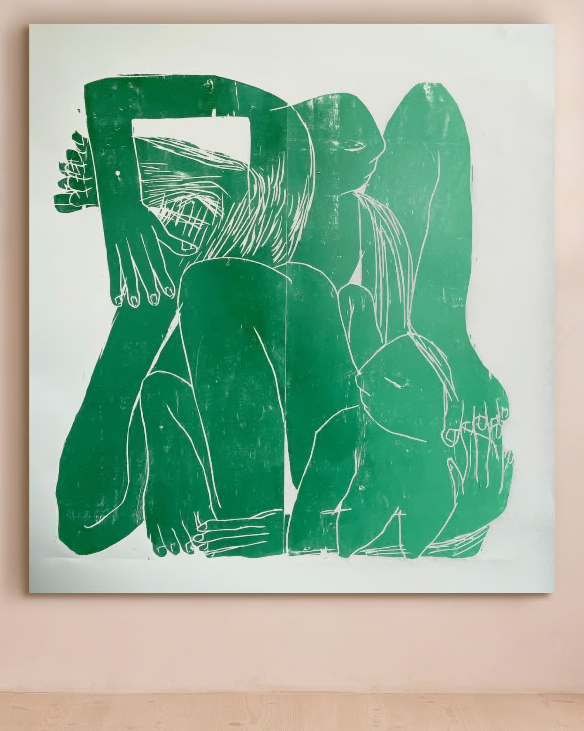 green figurative artwork