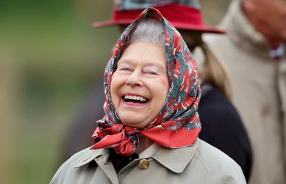 Queen Elizabeth II watches her horse 'Balmoral Fashion' compete in the Fell Class on day 3 of the Royal Windsor Horse Show