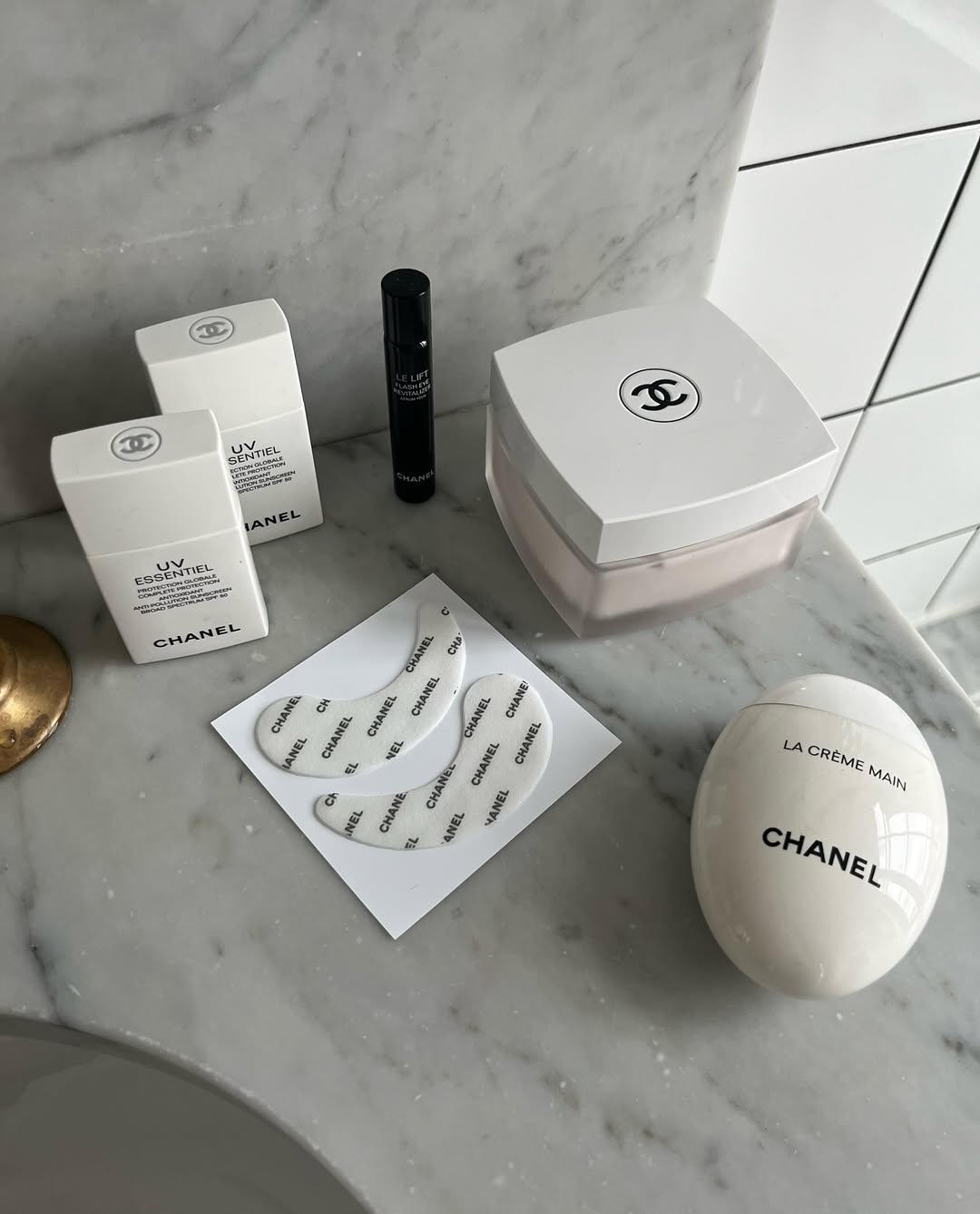 Sensitive skincare on a marble sink side