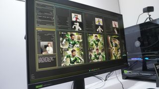 Jason England being turned into a superhero on a monitor using Nvidia Stable Diffusion and RTX at Computex 2024.