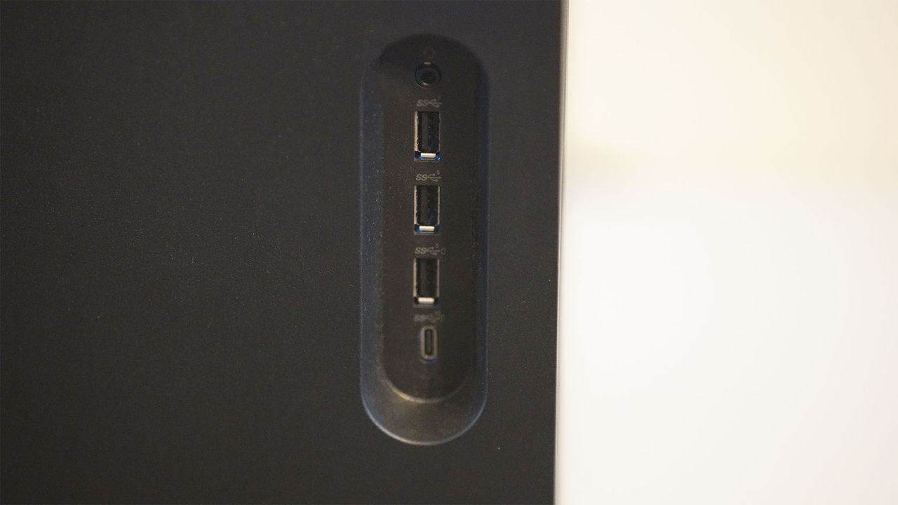 The front ports of the Alienware Aurora gaming desktop