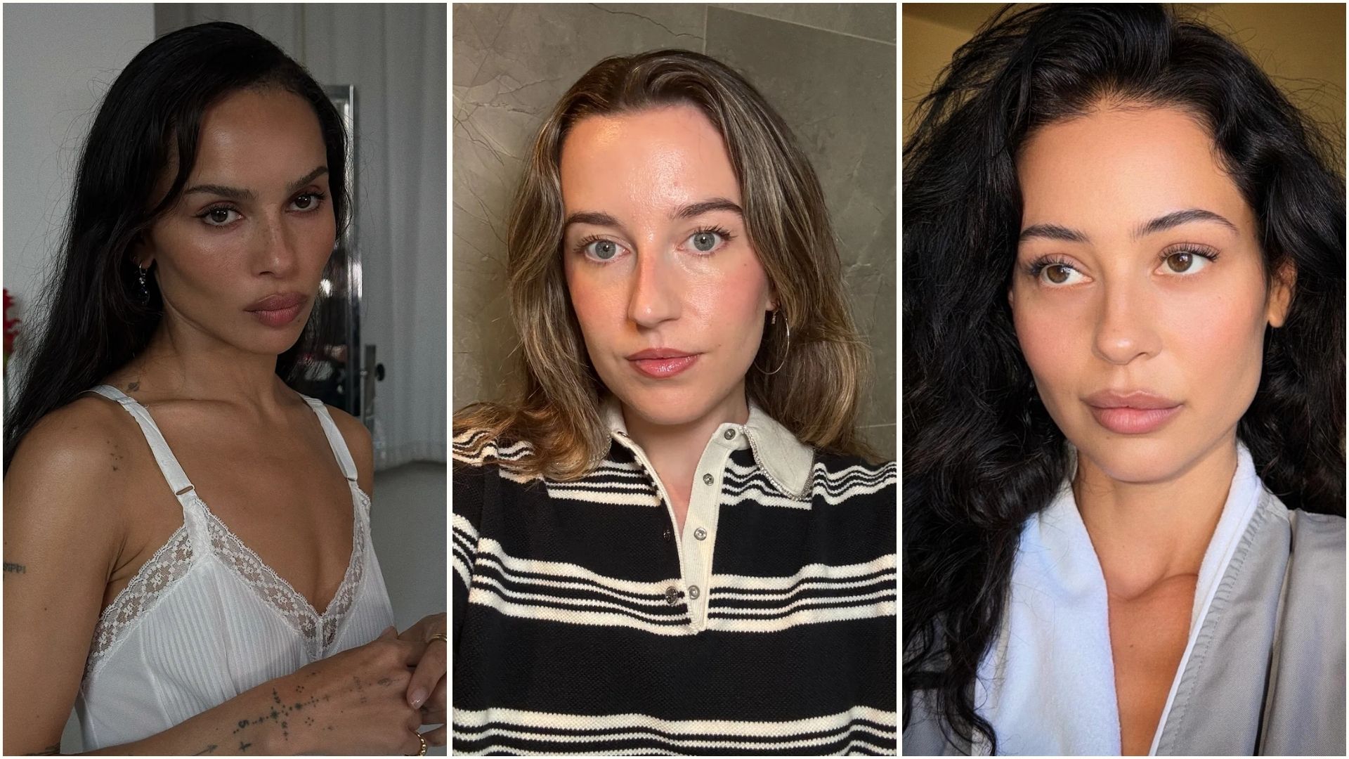 A collage of Zo&euml; Kravitz, deputy beauty editor Grace Lindsay and Alexa Demie with fluttery eyelashes
