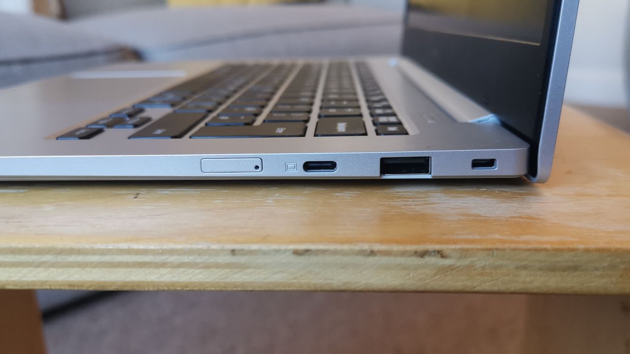 A closeup of the Samsung Galaxy Book Go's ports