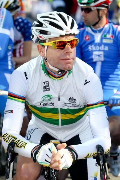 Defending champion Cadel Evans (Australia) on the start line in Melbourne.