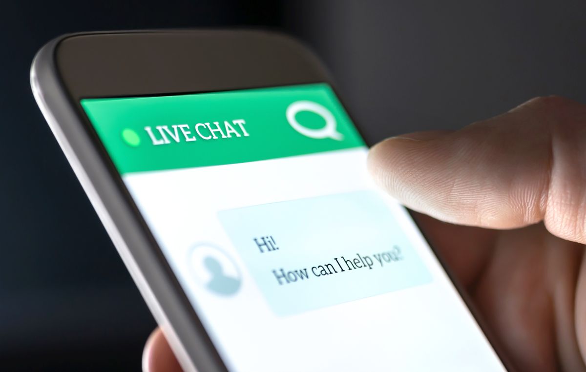 Live chat interface on a smartphone