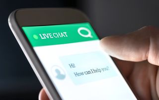 Live chat interface on a smartphone