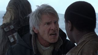 Han yelling at Finn in The Force Awakens