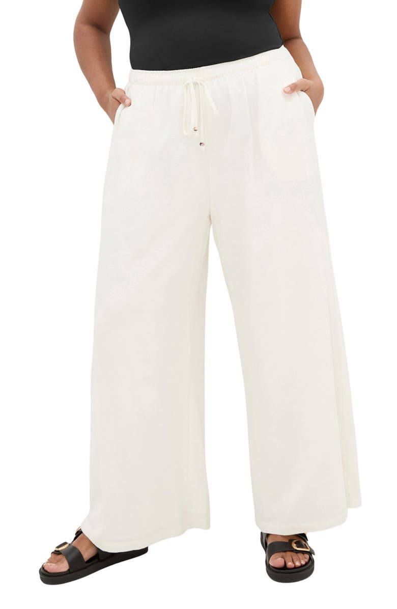 Holly Wide Leg Linen Blend Drawstring Pants