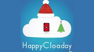 Cloud storage themed Christmas card artwork created by AI