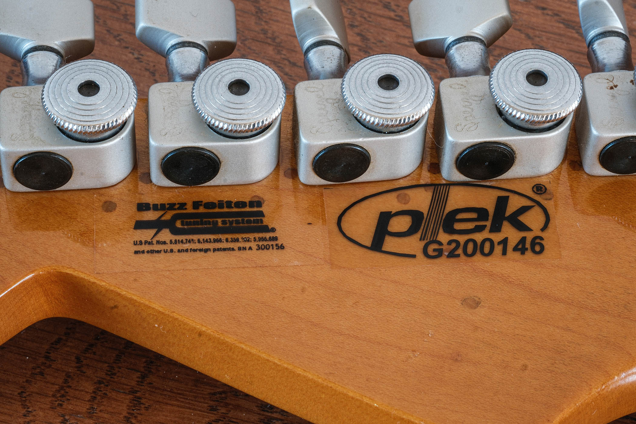 Along with later stainless-steel frets, the review guitar, pictured, also employs the Buzz Feiten tuning system and has gone through the Plek process