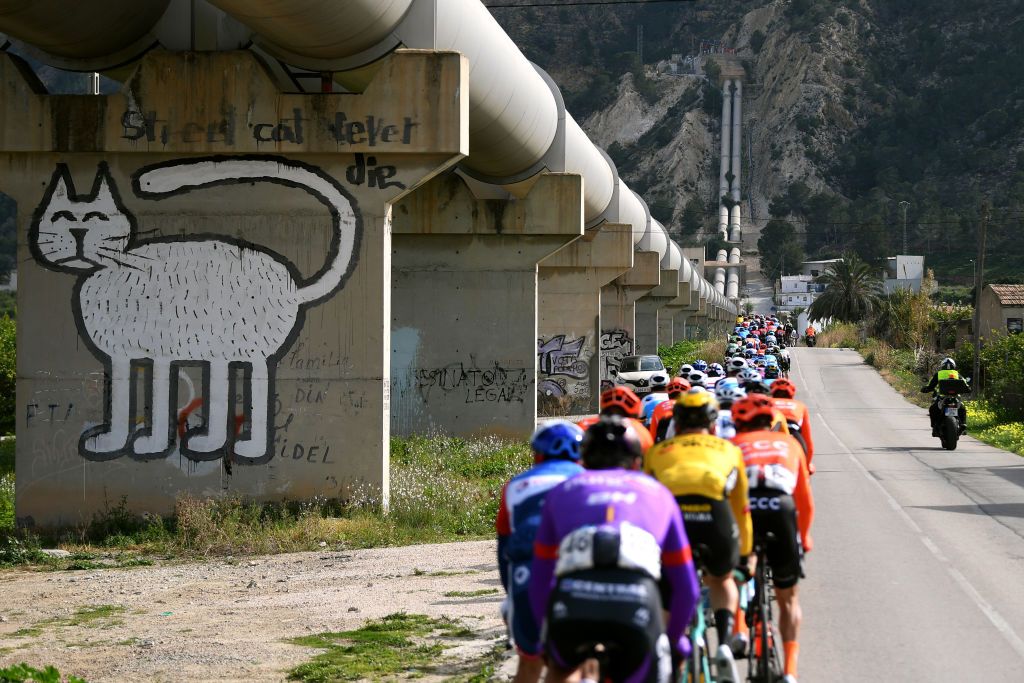 TORREVIEJA SPAIN FEBRUARY 07 Peloton Landscape during the 71st Volta a la Comunitat Valenciana 2020 Stage 3 a 1746km stage from Orihuela to Torrevieja VueltaCV VCV2020 on February 07 2020 in Torrevieja Spain Photo by David RamosGetty Images