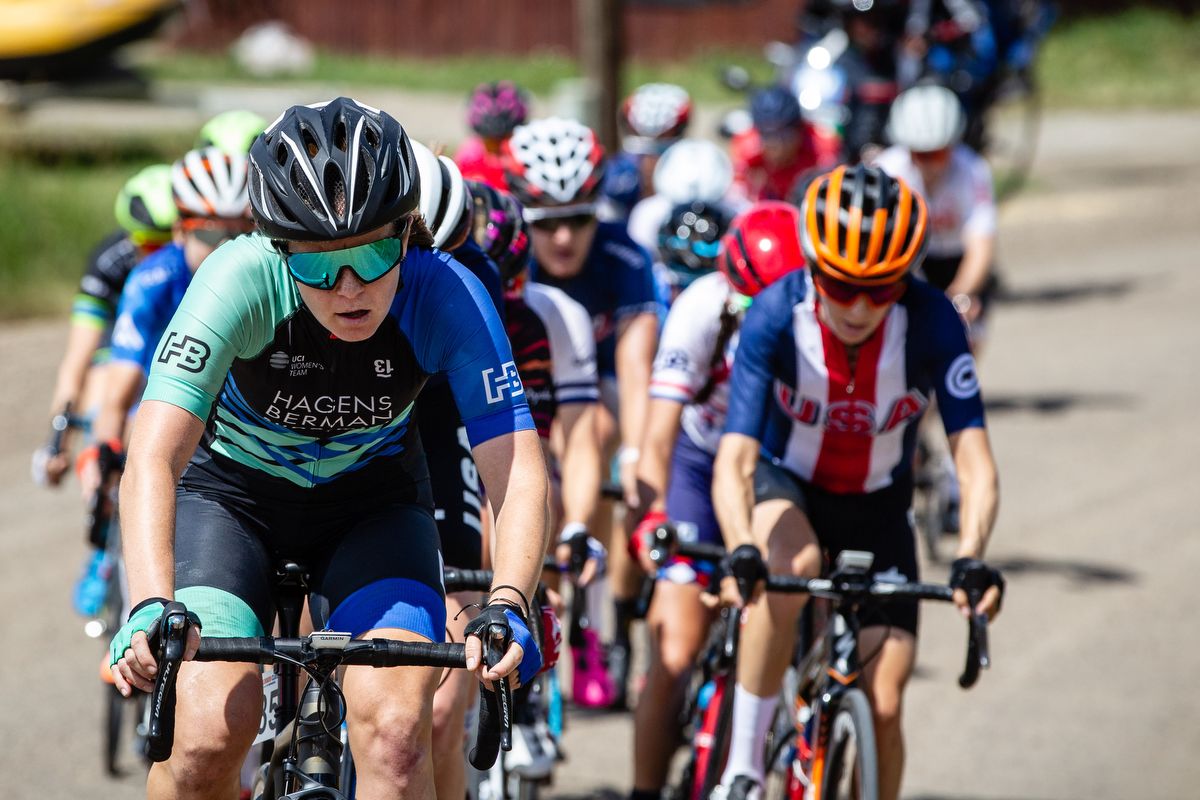 Whitney Allison (Hagens Berman-Supermint) rides on the front on stage 1 of the Colorado Classic on August 22, 2019 in Steamboat Springs, Colorado.