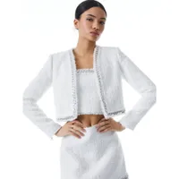 Zeta Cropped Box Jacket with Chain Trim, £450 | Alice + Olivia