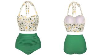 Retro swimwear vintage swimwear green floral bikini