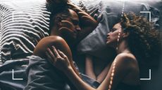 Man and woman romantically lying in bed together asleep, representing the missionary sex position