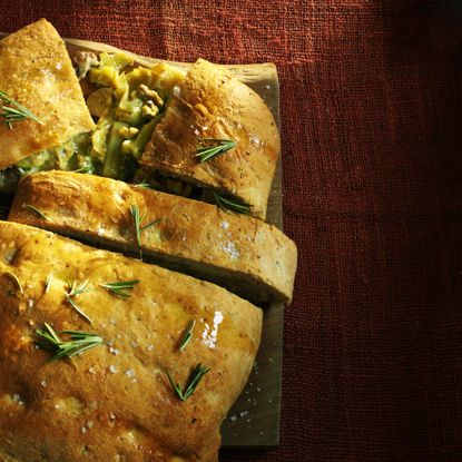 Stuffed garlic and rosemary focaccia