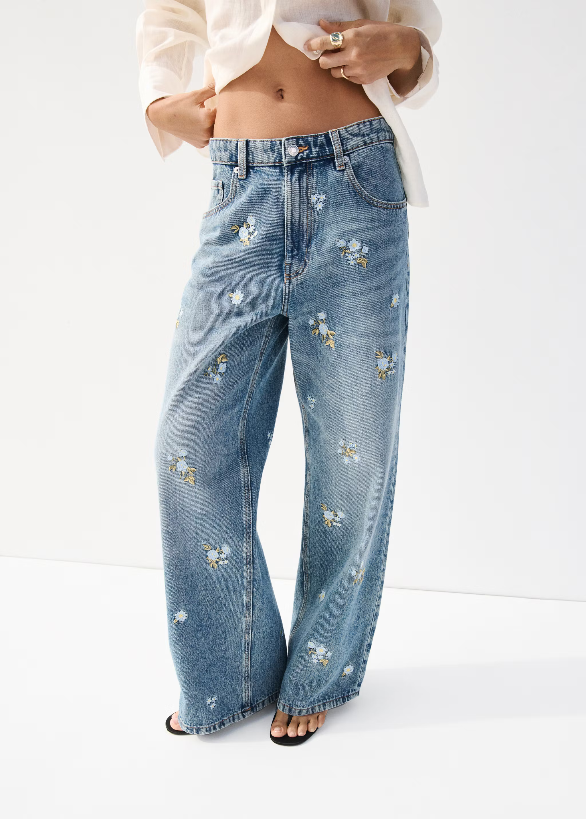 A pair of embroidered Mango jeans